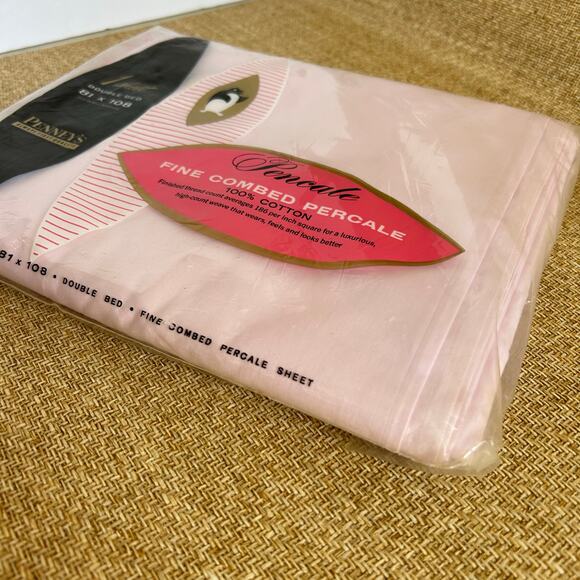 Vintage Pennalt Pink Percale Flat Sheet 81x108 NIP Mid Century - Picture 3 of 3